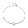 925 Sterling Silver Adjustable Bracelet with Translucent Opal and CZ for Women