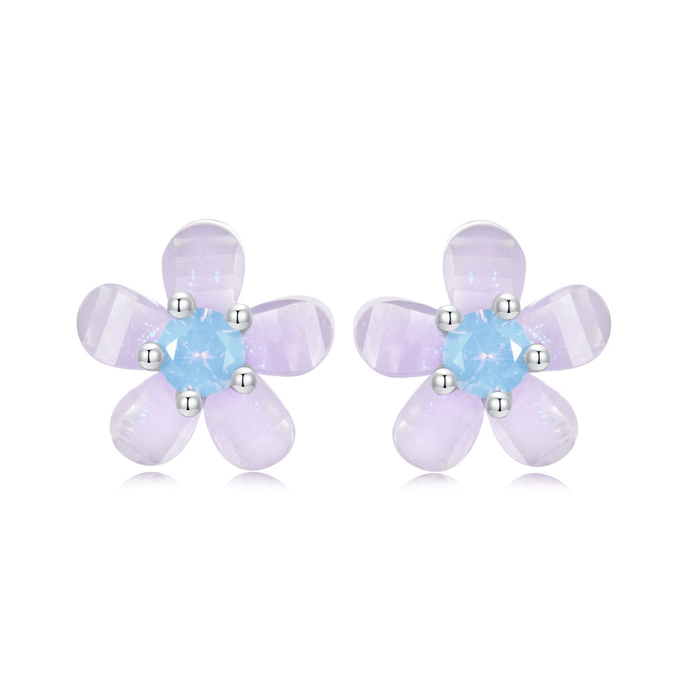 925 Sterling Silver Opal 8mm Earrings for Women