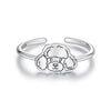 925 Sterling Silver Oxidized Silver Dog Ring for Women