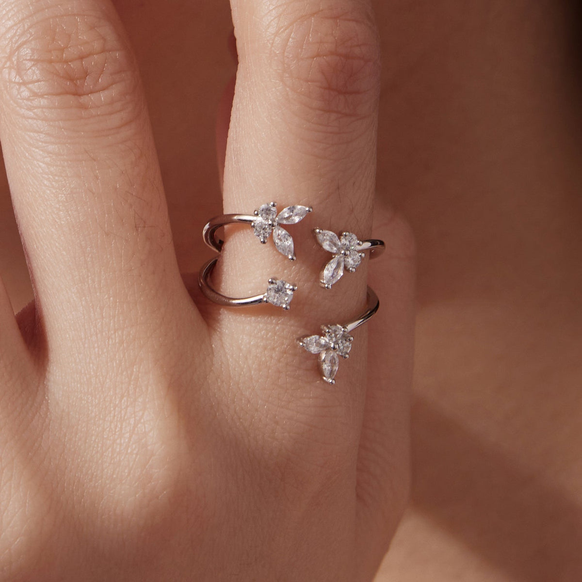 925 Sterling Silver Pavé Setting CZ White Gold Plated Ring 0.18cm for Women