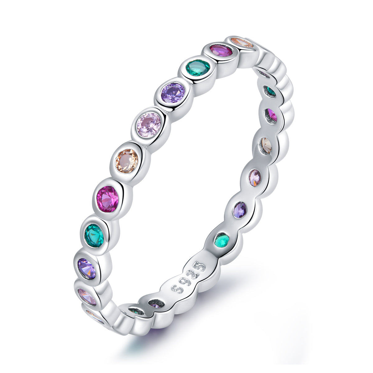 Anillo de plata de ley 925 con pavé de circonitas, talla 6.0 para mujer