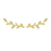 925 Sterling Silver Earrings with Gold Plating and CZ - 0.9x2.5cm for Women