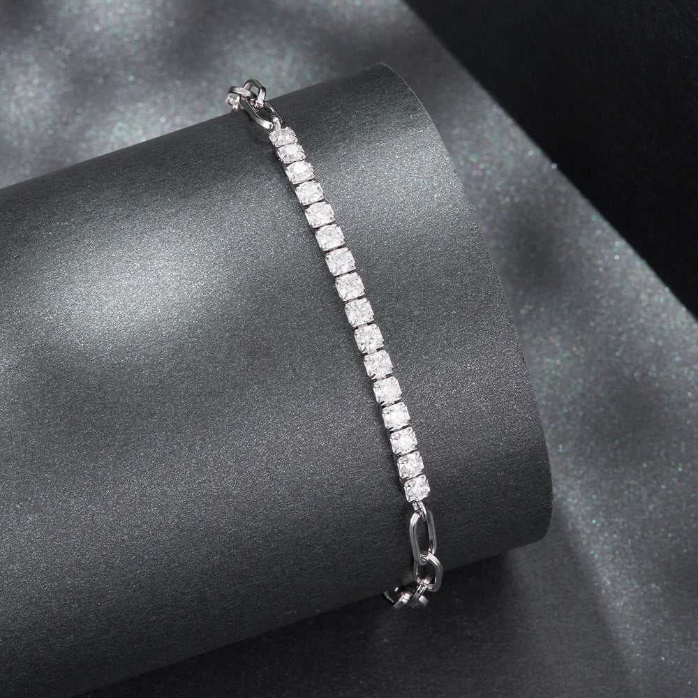 925 Sterling Silver + Moissanite White Gold 21cm Bracelet for Women