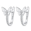 S925 Sterling Silver Small Platinum Plated Earrings with Pavé Setting CZ