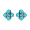 925 Sterling Silver Earrings with Synthetic Turquoise and CZ in Oxidized Finish
