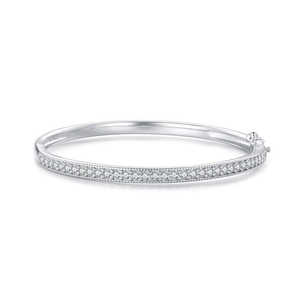 925 Silver & Platinum Pavé Setting CZ Bracelets, Size 17.0 mm for Women