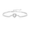925 Sterling Silver Bracelet with CZ Zircon, 15+6.5cm, Platinum Plated for Women