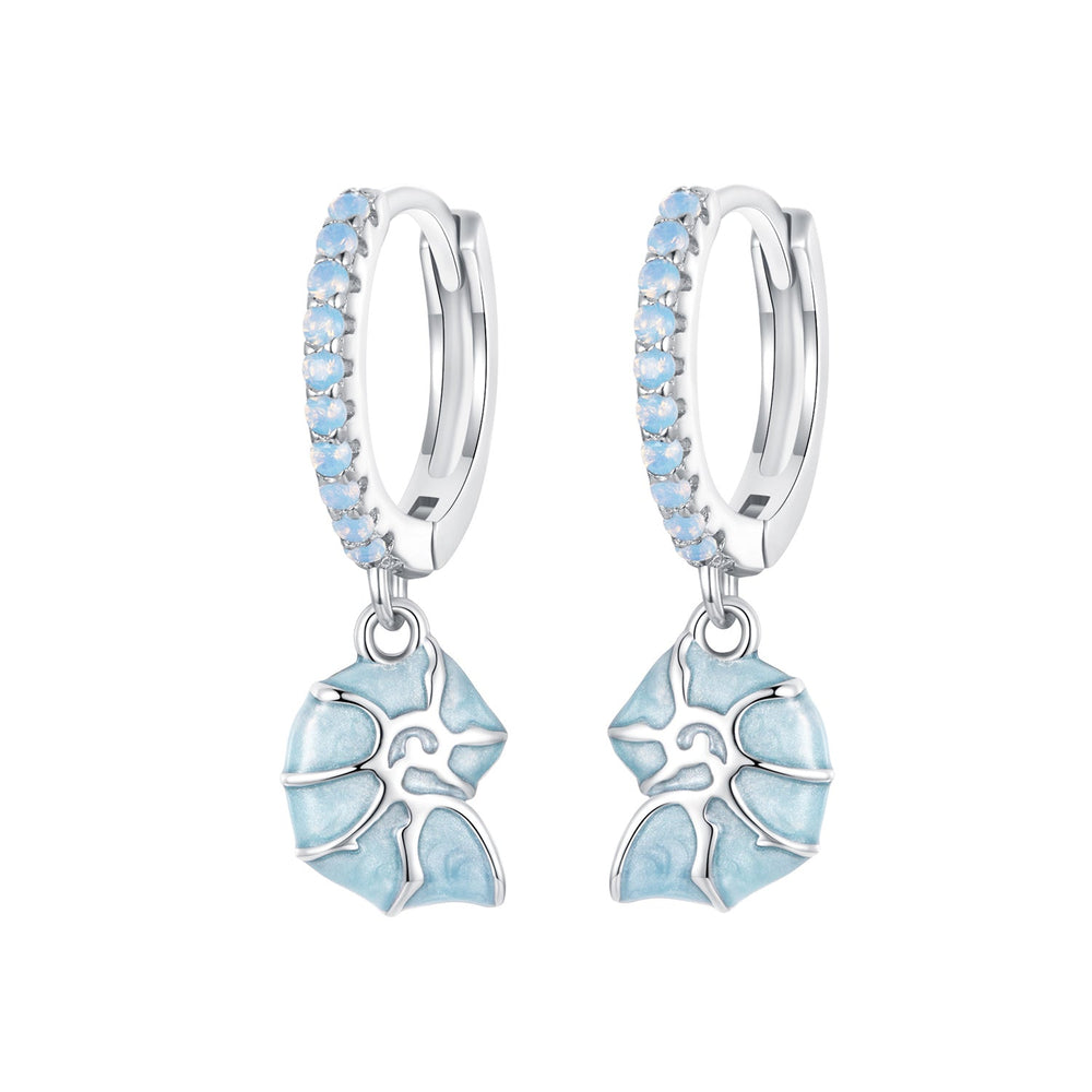 925 Sterling Silver Earrings with Nano Opal Stone and Enamel - 22x8mm