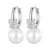 925 Sterling Silver Earrings with Plated Platinum and Shell Pearl for Women