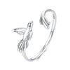 925 Sterling Silver Oxidized Silver Bird Ring for Women - 0.14cm Width, 0.7cm Bird Size