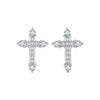 925 Sterling Silver Earrings with Pavé Setting CZ in White Gold Plating - 1.2x0.8cm for Women