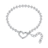925 Sterling Silver 16+5cm White Gold Plated Heart Bracelet for Women