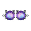 925 Sterling Silver Earrings with Pavé CZ and Transparent Glass in Black Gold, 1.0*1.2cm, for Women