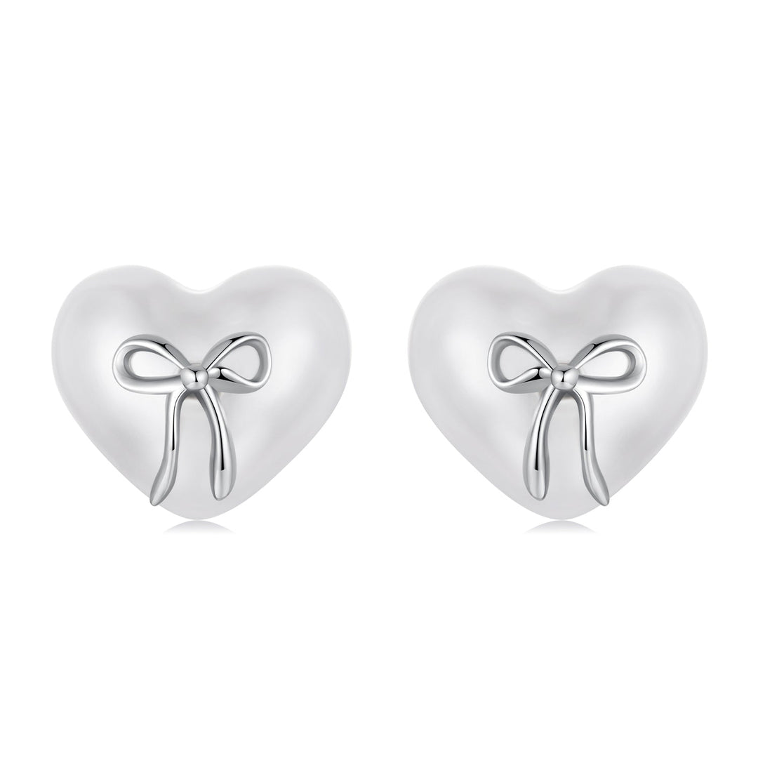 925 Sterling Silver Earrings with Quality Shell Pearl, Size 1*1.2cm for Women