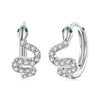 925 Sterling Silver Hoop Earrings with White Gold Plating and CZ Stones