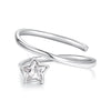 925 Sterling Silver White Gold Plated Pavé CZ Star Ring for Women