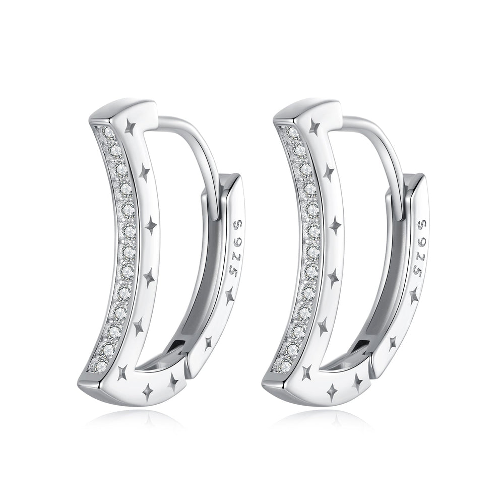 925 Sterling Silver Pave Setting CZ White Gold Plated Earrings for Women