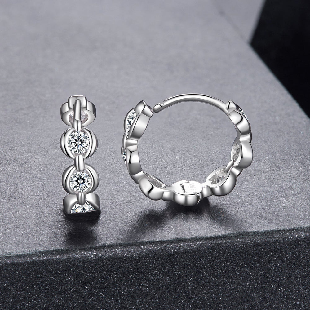 925 Sterling Silver 0.25 Carat Moissanite Hoop Earrings for Women