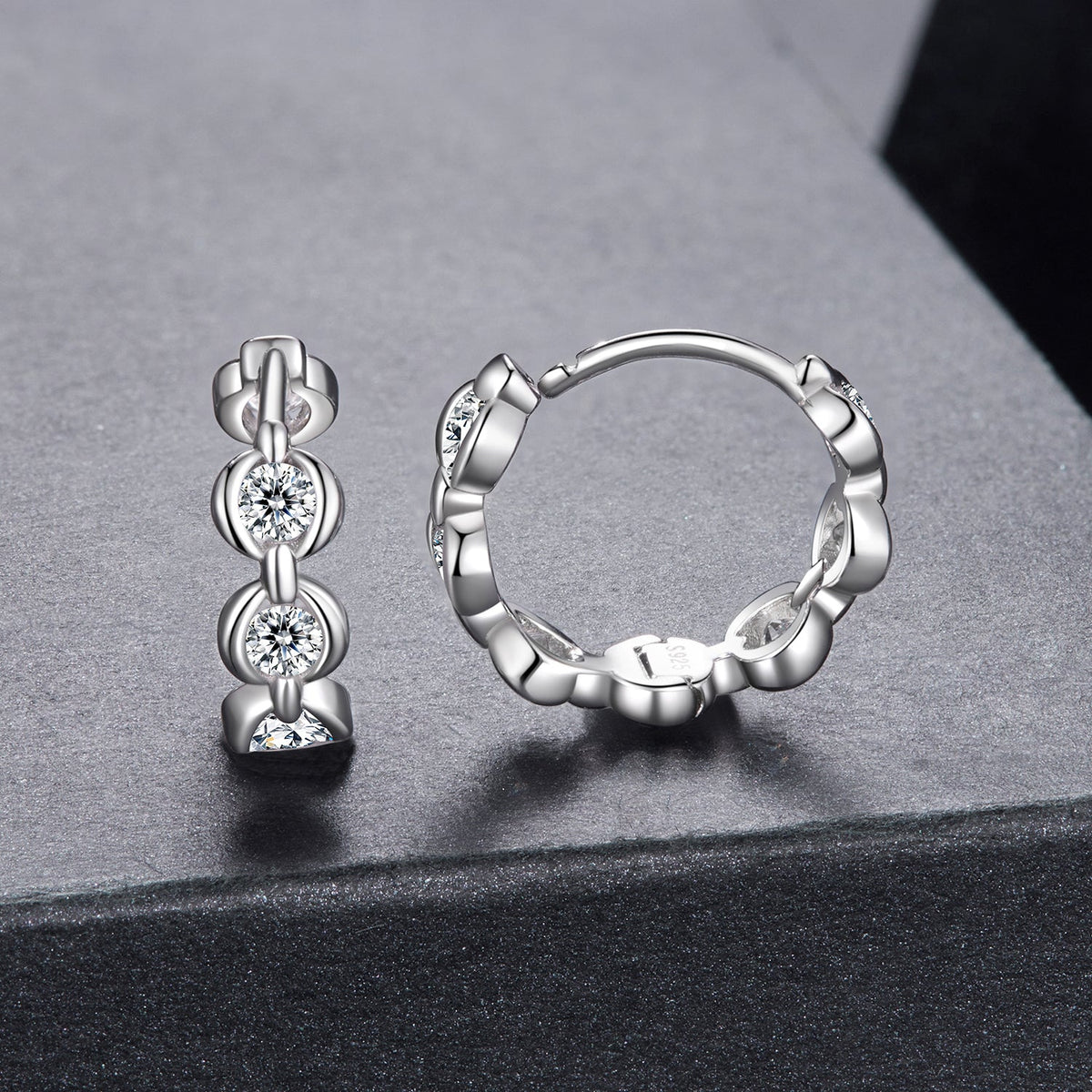 925 Sterling Silver 0.25 Carat Moissanite Hoop Earrings for Women