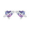 925 Sterling Silver Earrings with CZ and Transparent Glass in White Gold Plating for Women