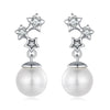 925 Sterling Silver Earrings with Quality Shell Pearl and CZ for Women
