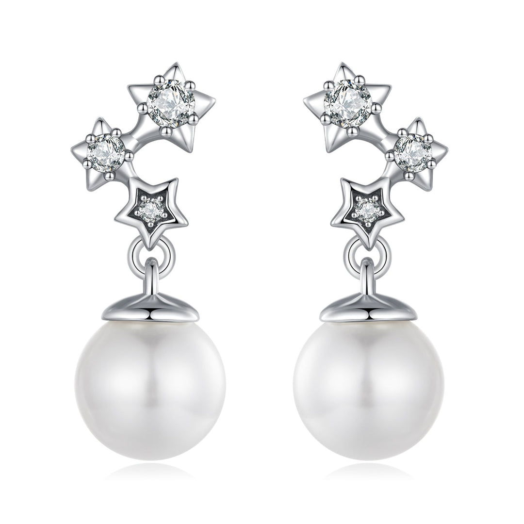 925 Sterling Silver Earrings with Quality Shell Pearl and CZ for Women