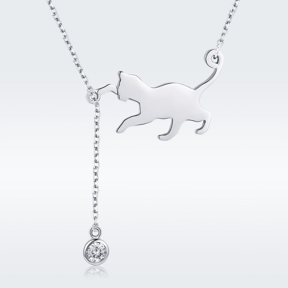 925 Sterling Silver Necklace 38-45cm with 1.4*2.5cm Pendant for Women