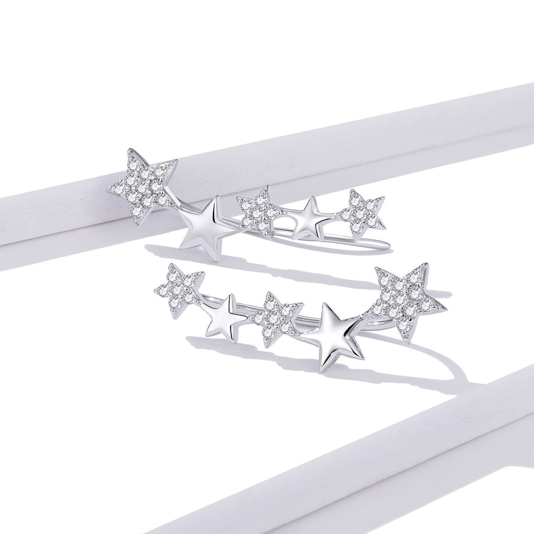 925 Sterling Silver Earrings with Plated Platinum and Pavé Setting CZ