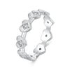 925 Sterling Silver Pave Setting CZ White Gold Plated Ring Size 6 for Women