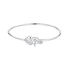 925 Sterling Silver Bracelet with CZ, 17mm, White Gold Plated, For Women
