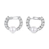 925 Sterling Silver White Gold Plated 1.6cm Hoop Earrings with Synthetic Pearl for Women