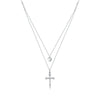 925 Sterling Silver Adjustable Platinum Plated Necklace with CZ - 1.4cm for Women