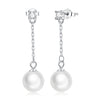 925 Sterling Silver Earrings with Pavé Setting CZ & Quality Shell Pearl