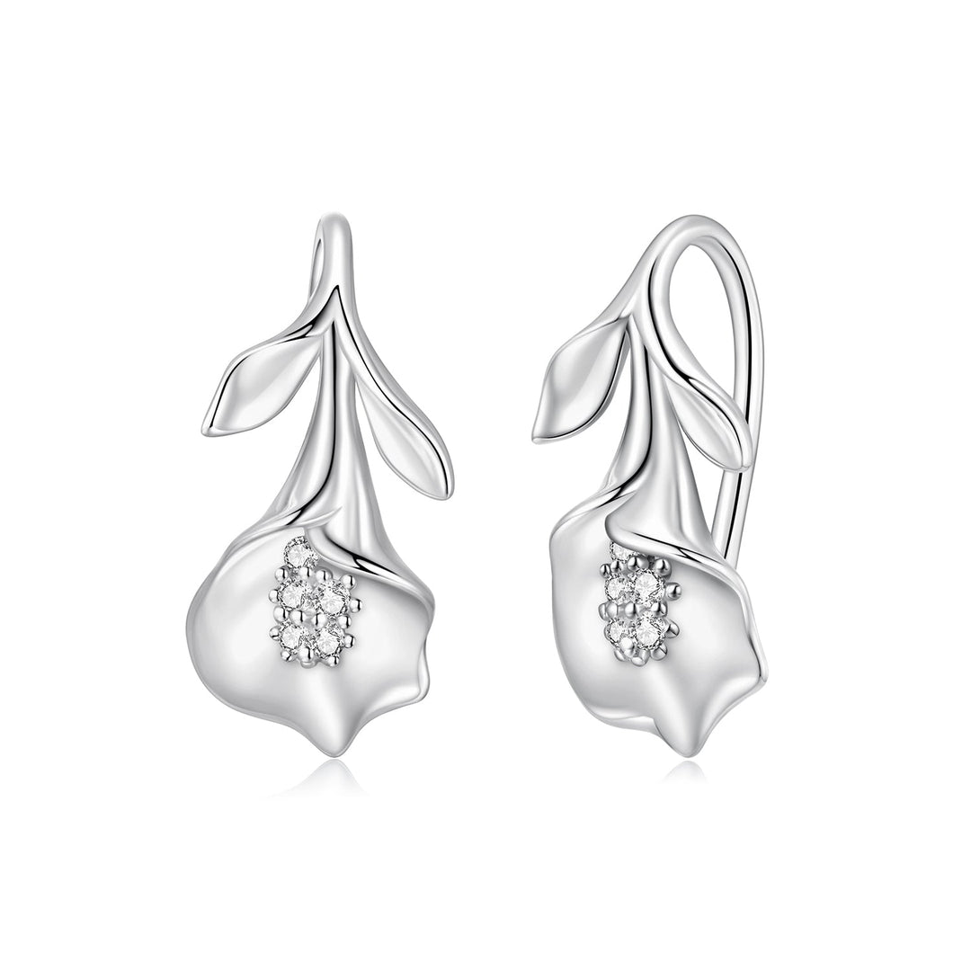 925 Sterling Silver Earrings with White Gold Plating and CZ