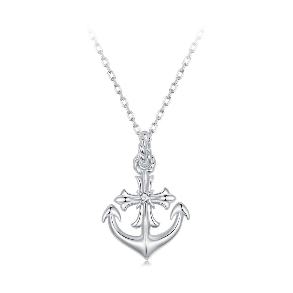925 Sterling Silver Necklace with Pavé Set CZ and White Gold Plating