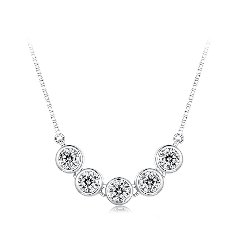925 Sterling Silver 4mm Moissanite Plated Platinum Necklace for Women