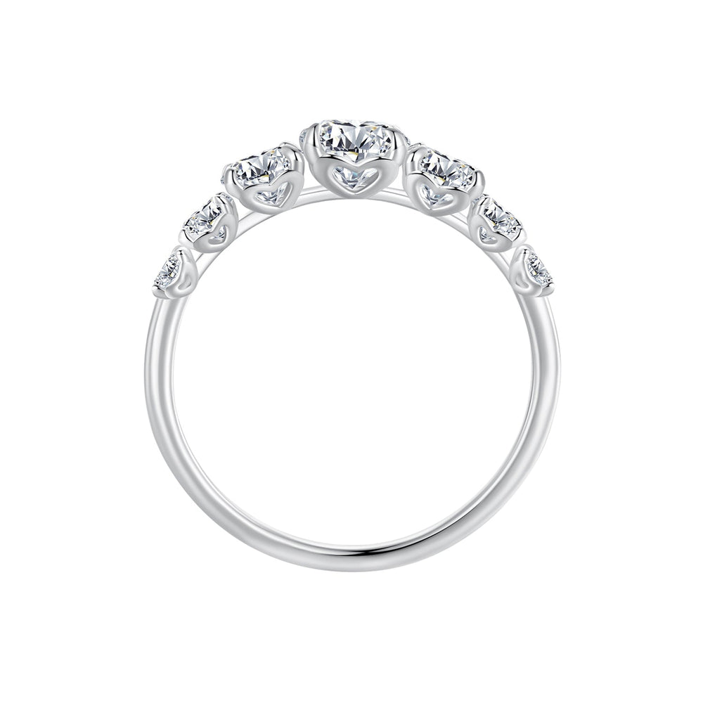 925 Sterling Silver Moissanite Engagement Ring with 5mm, 4mm, 3mm, 2.5mm Stones for Women