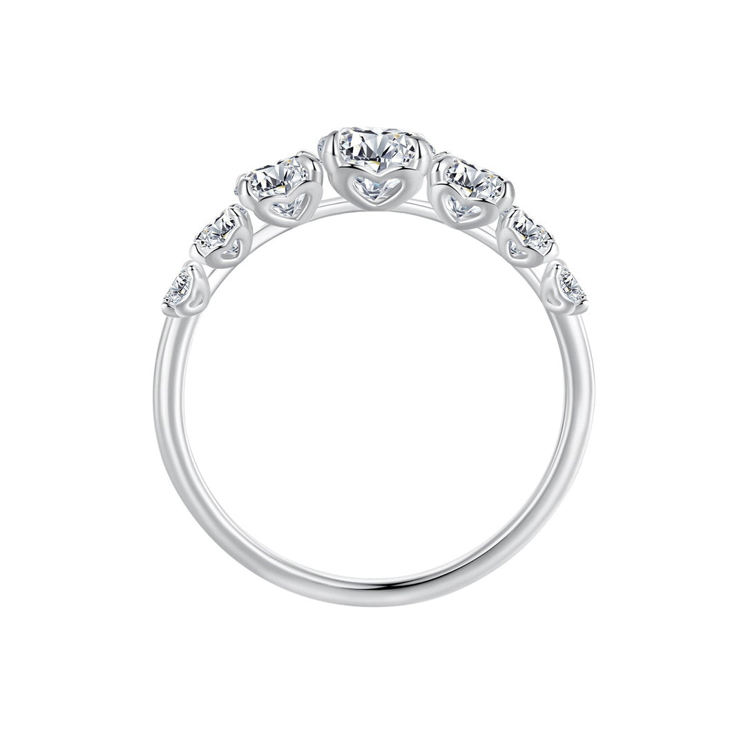 925 Sterling Silver Moissanite Engagement Ring with 5mm, 4mm, 3mm, 2.5mm Stones for Women