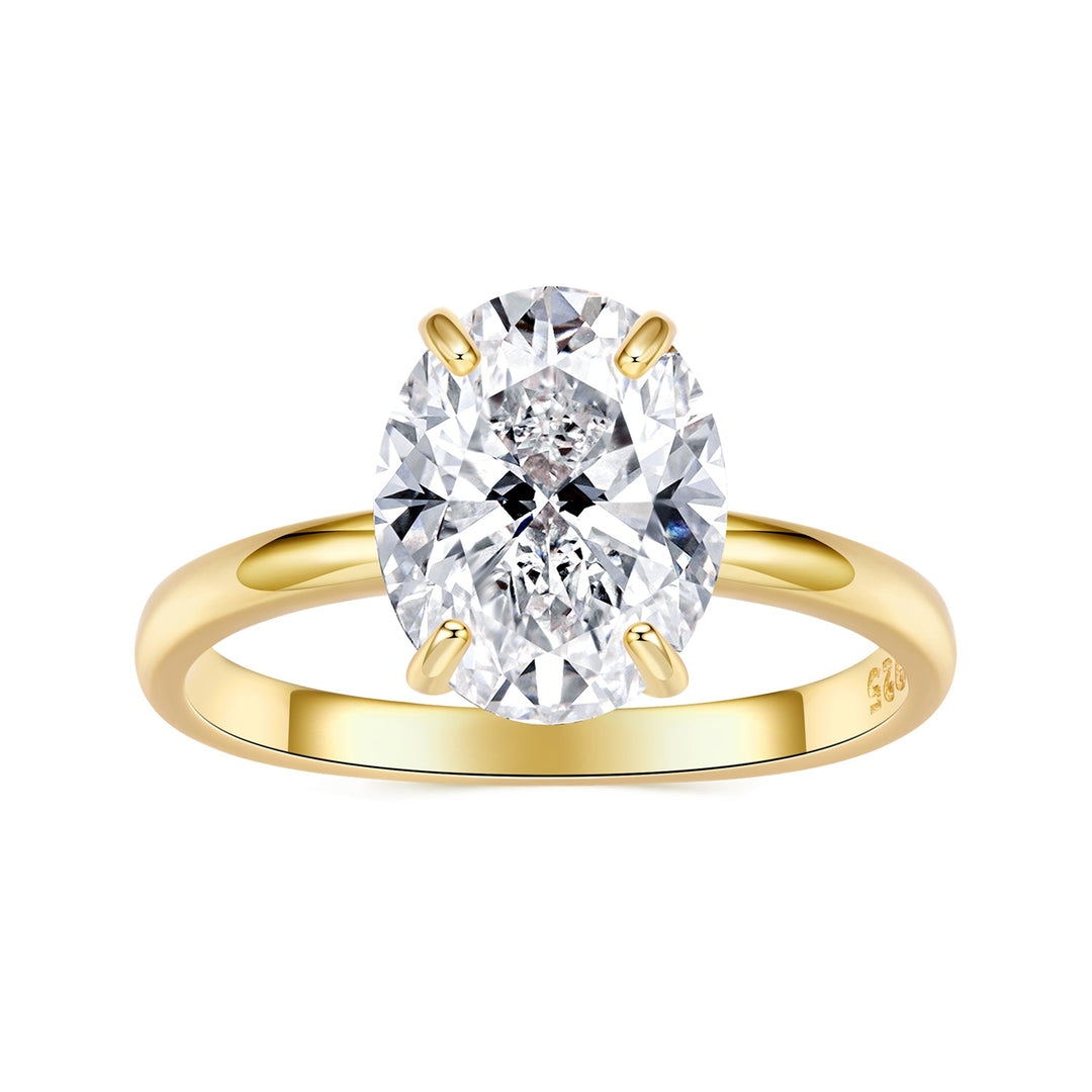 925 Sterling Silver 3.5 Carat Oval Zircon Ring with White Gold Plating for Women
