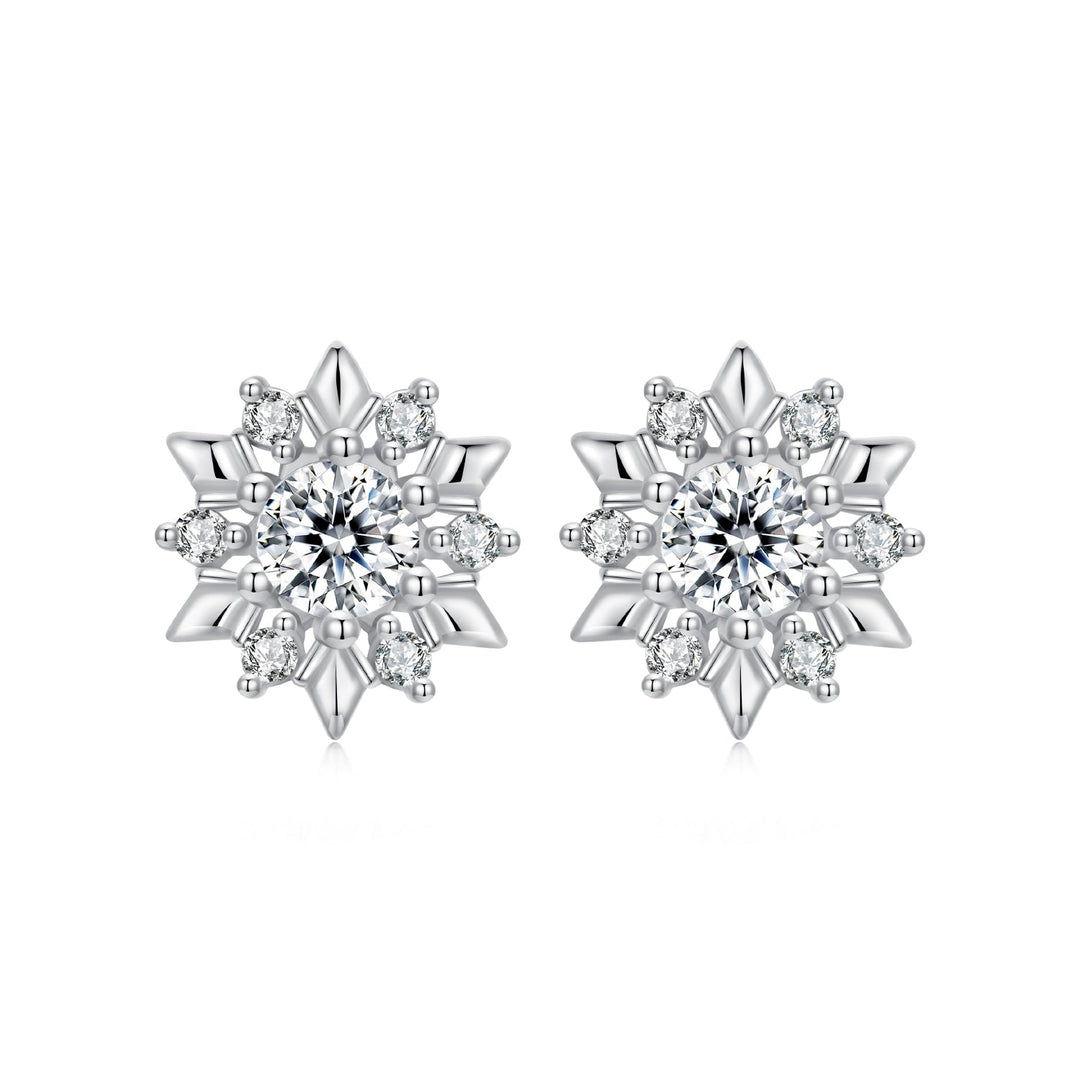 925 Sterling Silver White Gold Plated 0.7cm Pavé Set CZ Earrings for Women