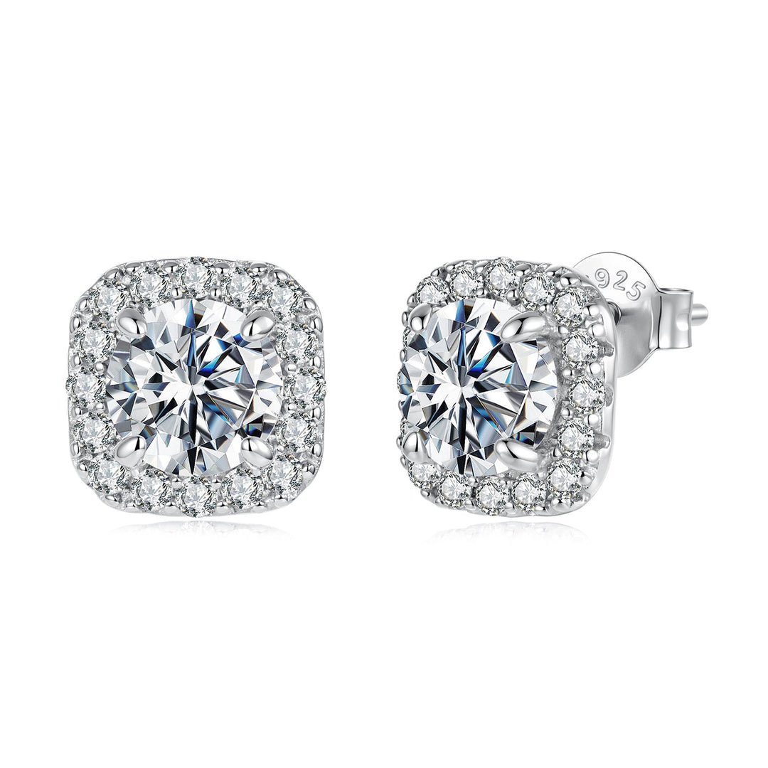 925 Sterling Silver Moissanite 1.0cm Earrings with Pavé Setting for Women