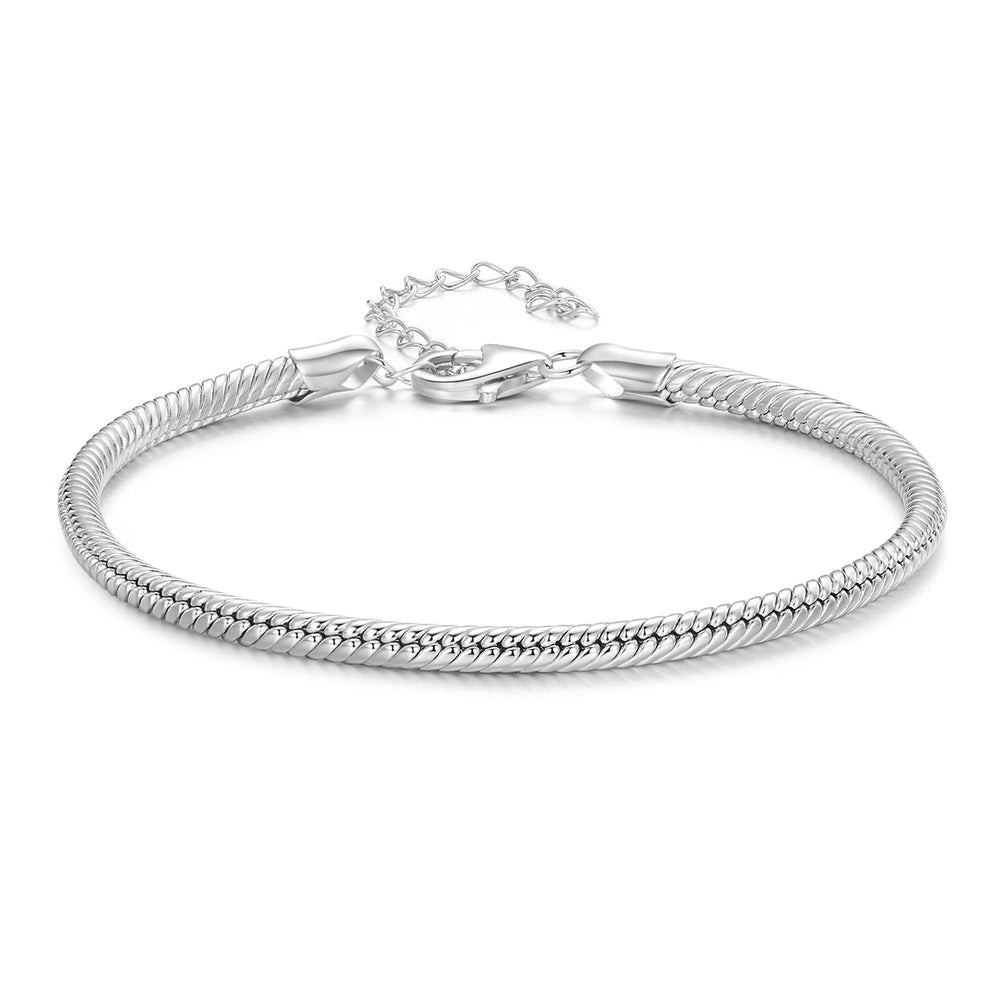 925 Sterling Silver Plated Platinum Bracelet with Adjustable Length for Women