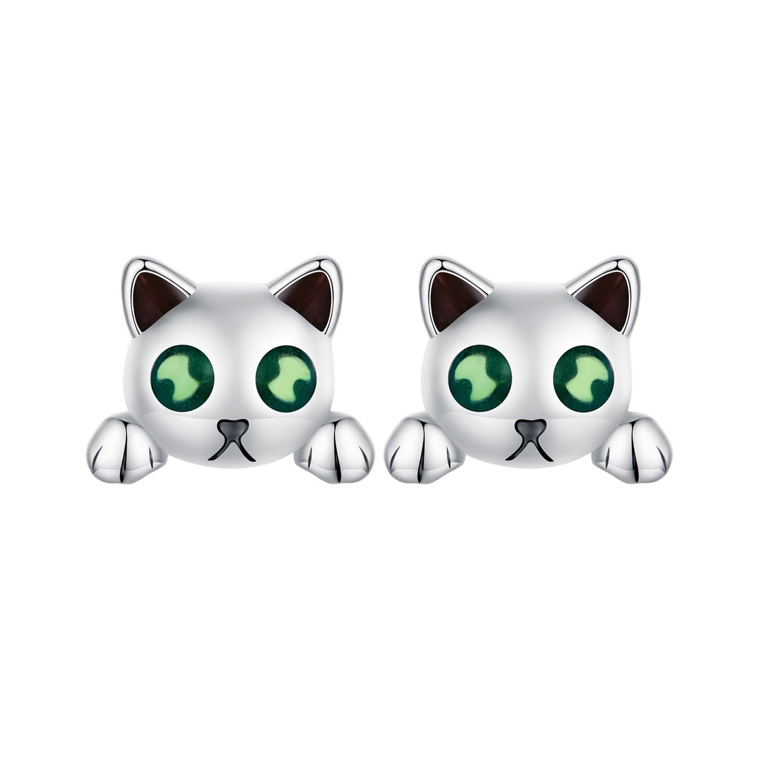 925 Sterling Silver Earrings with Enamel in Oxidized Finish