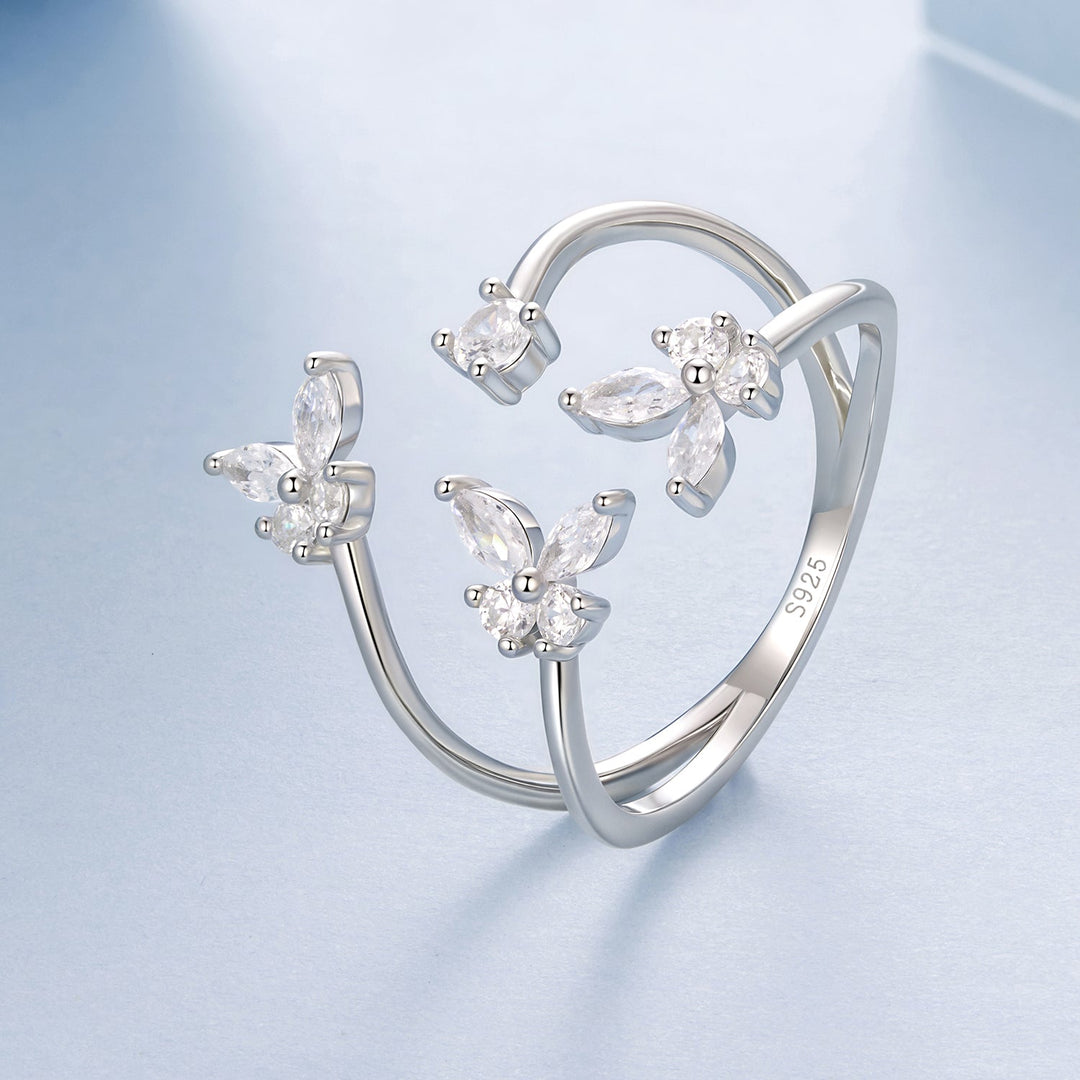 925 Sterling Silver Pavé Setting CZ White Gold Plated Ring 0.18cm for Women