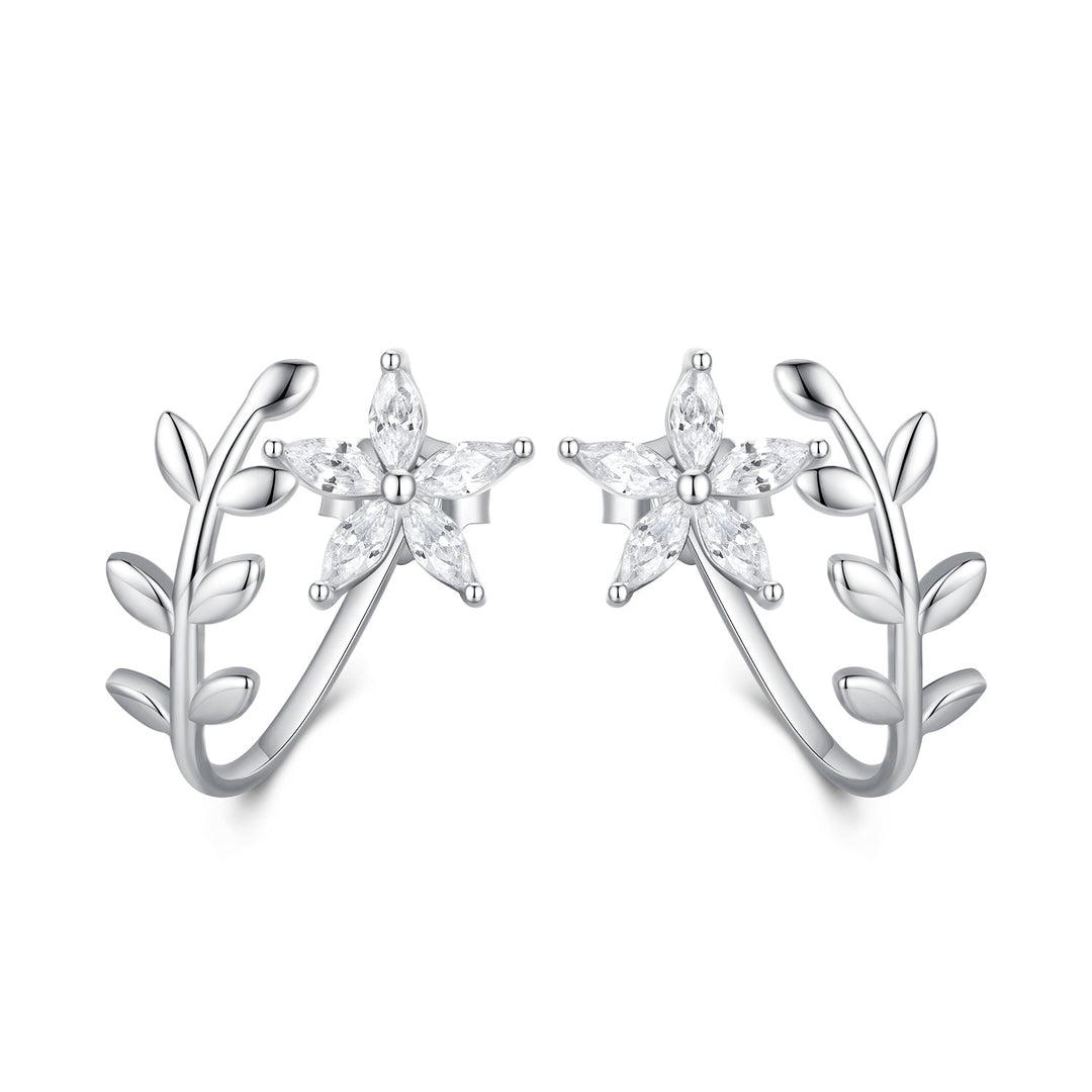925 Sterling Silver Plated Platinum Earrings with CZ