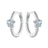 925 Sterling Silver Earrings with CZ and White Gold Plating, 1.3cm for Women