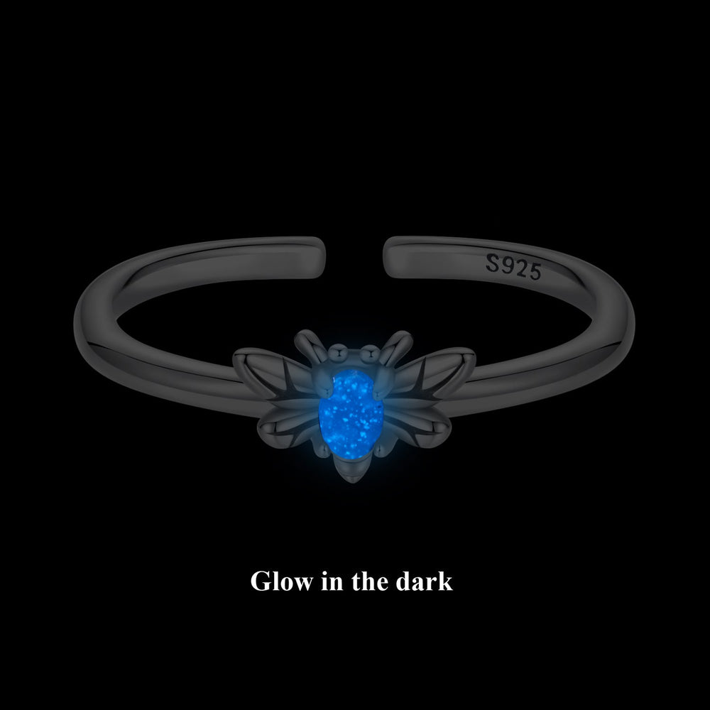925 Sterling Silver Pendant with Luminous Stone - Oxidized Silver, For Rings