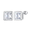 925 Sterling Silver 5mm Pavé Setting CZ Earrings for Women