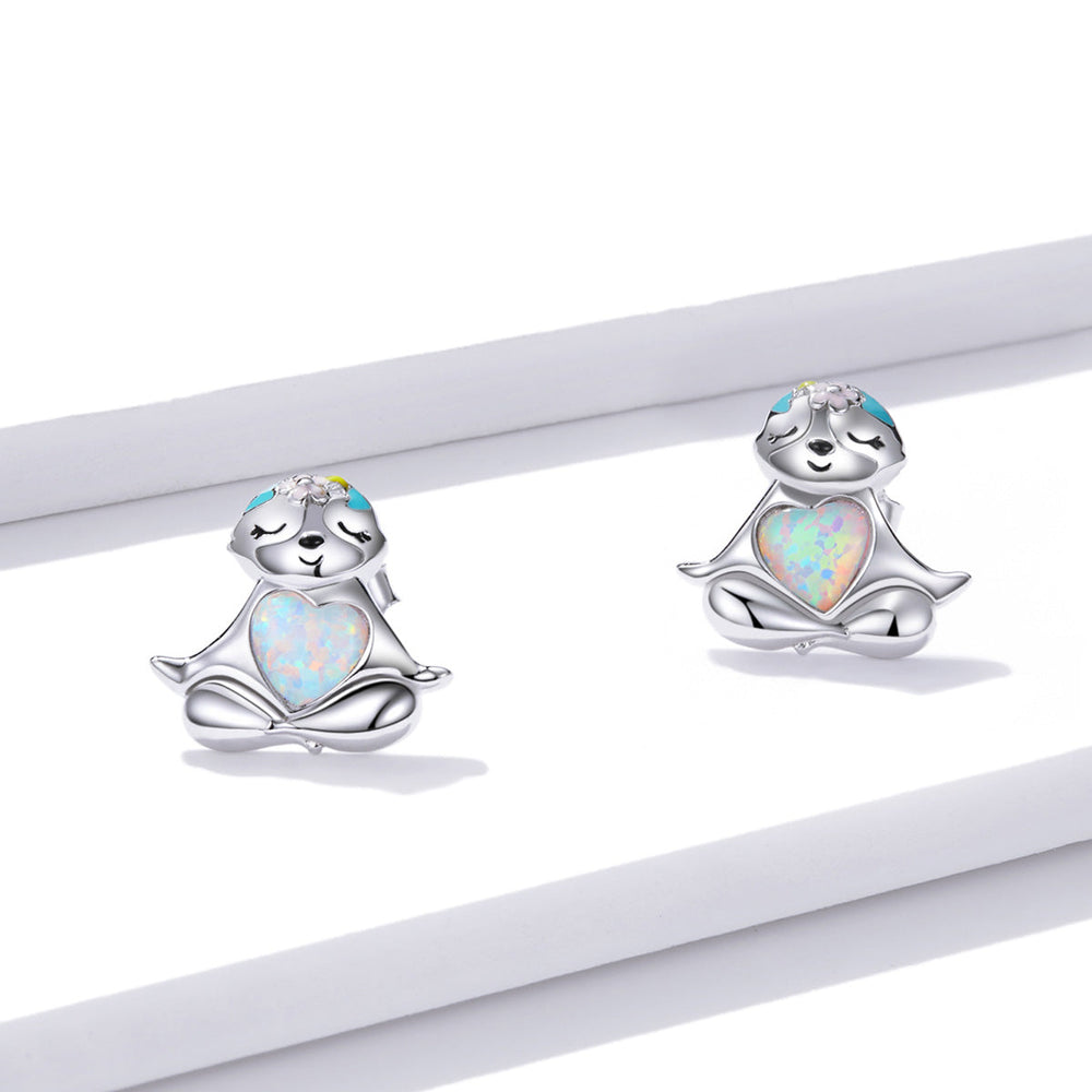 925 Sterling Silver Earrings with Translucent Opal