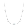925 Sterling Silver Opal Pendant Necklace for Women - 40+5cm Adjustable Length